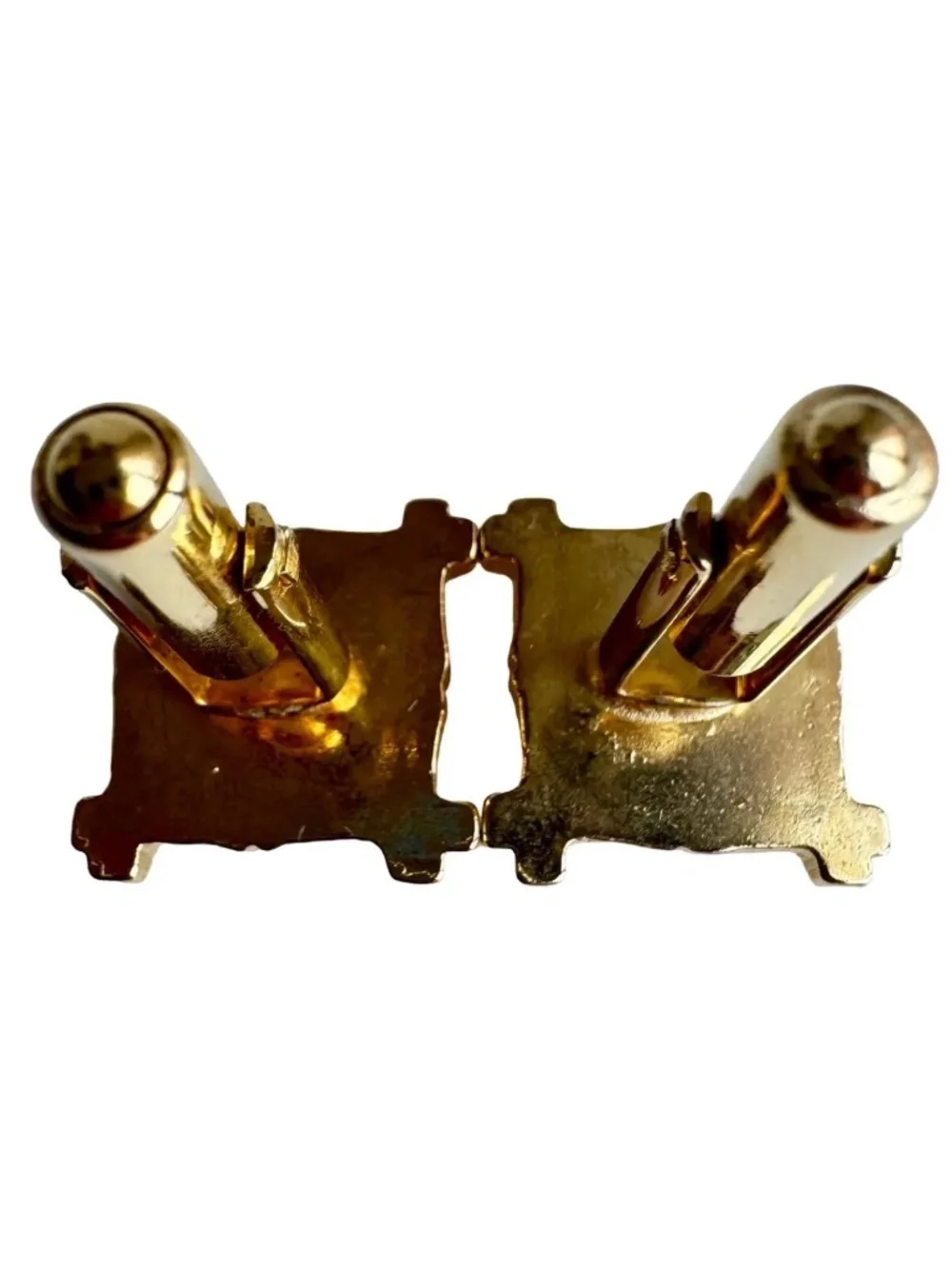 Vintage Red Square Cufflinks Gold Tone Bamboo Style Frame Statement Accessory